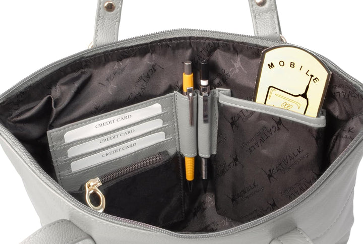 Catwalk Collection Handbags - Damen Schultertasche Mittelgross/Gross - Handtasche Tote Bag - Gestepp