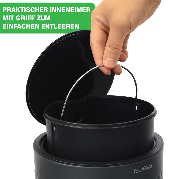 YourCasa Mülleimer Bad 5L aus Edelstahl [Pyramiden Effekt] für Badezimmer und Wohnbereich - Kosmetik