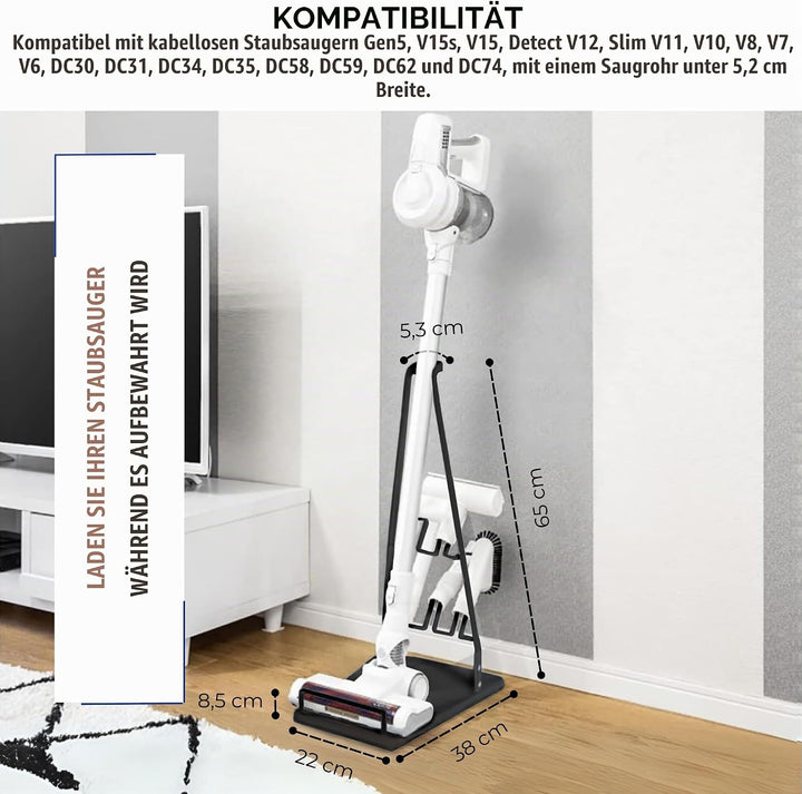 MAGIC SELECT Staubsaugerständer Kompatibel mit Dyson V15, V6, V7, V8, V10, V11. Bodenregal aus Metal