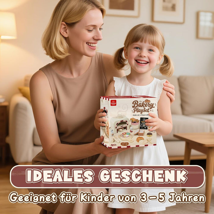 Lehoo Castle Kinderküche Zubehör Holz, Spielküche Zubehör, Pizza Kinderküche, Backset für Kinder, Ro