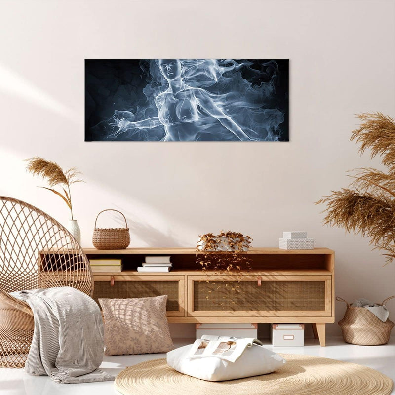 Wandbilder Dekoration Wohnzimmer Mädchen rauch nebel kunst Panorama Bilder auf Leinwand 120x50cm Lei