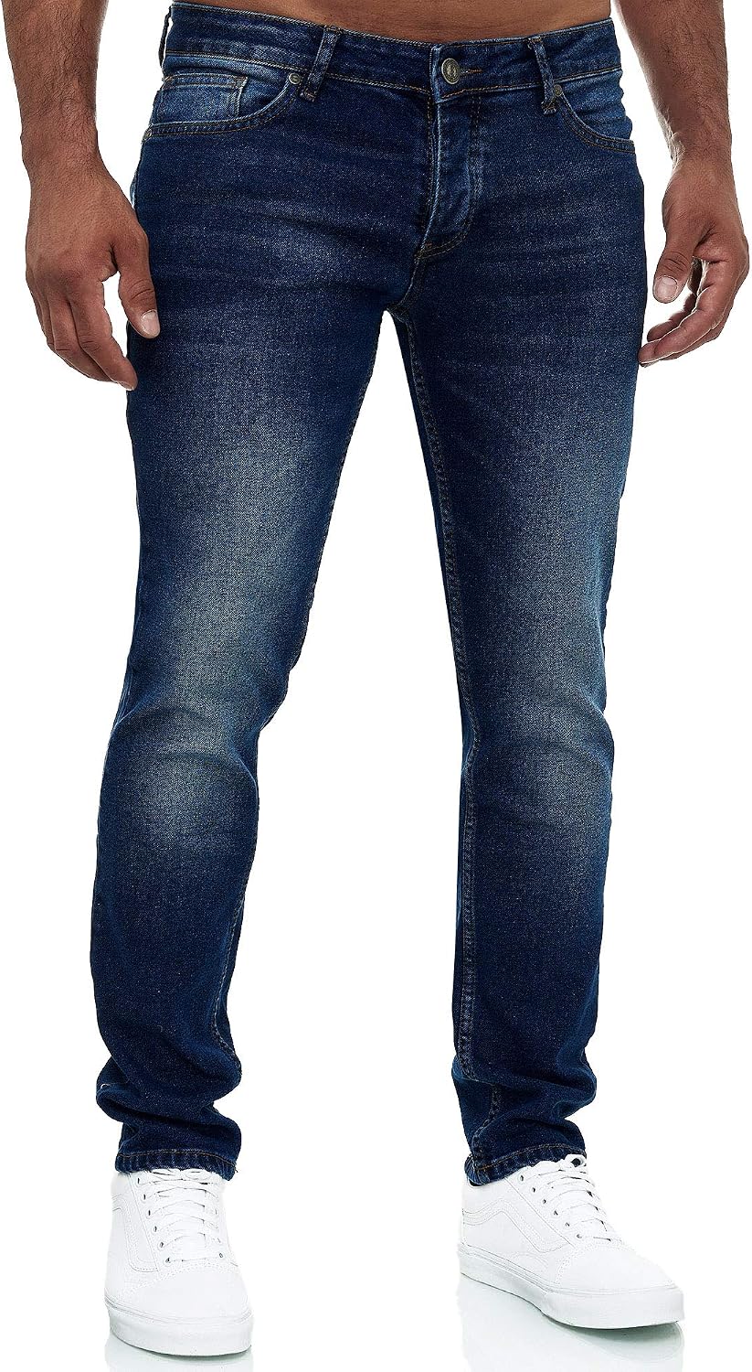 MERISH Jeans Herren Destroyed Hose Jeanshose Slim Fit Männer Denim 2081-1001 32W / 34L 502-4 Dunkelb