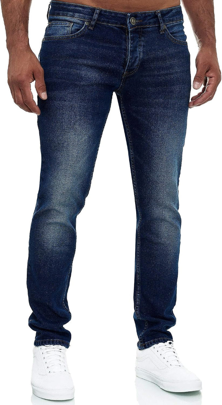 MERISH Jeans Herren Destroyed Hose Jeanshose Slim Fit Männer Denim 2081-1001 32W / 34L 502-4 Dunkelb