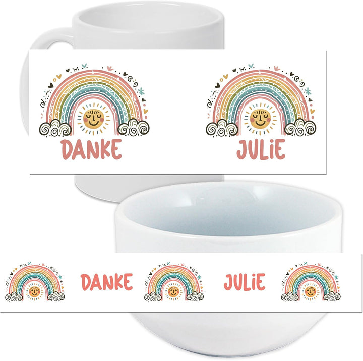 GRAZDesign Personalisierte Müslischale mit Tasse Erzieherin | Frühstücksset als Abschiedsgeschenk im