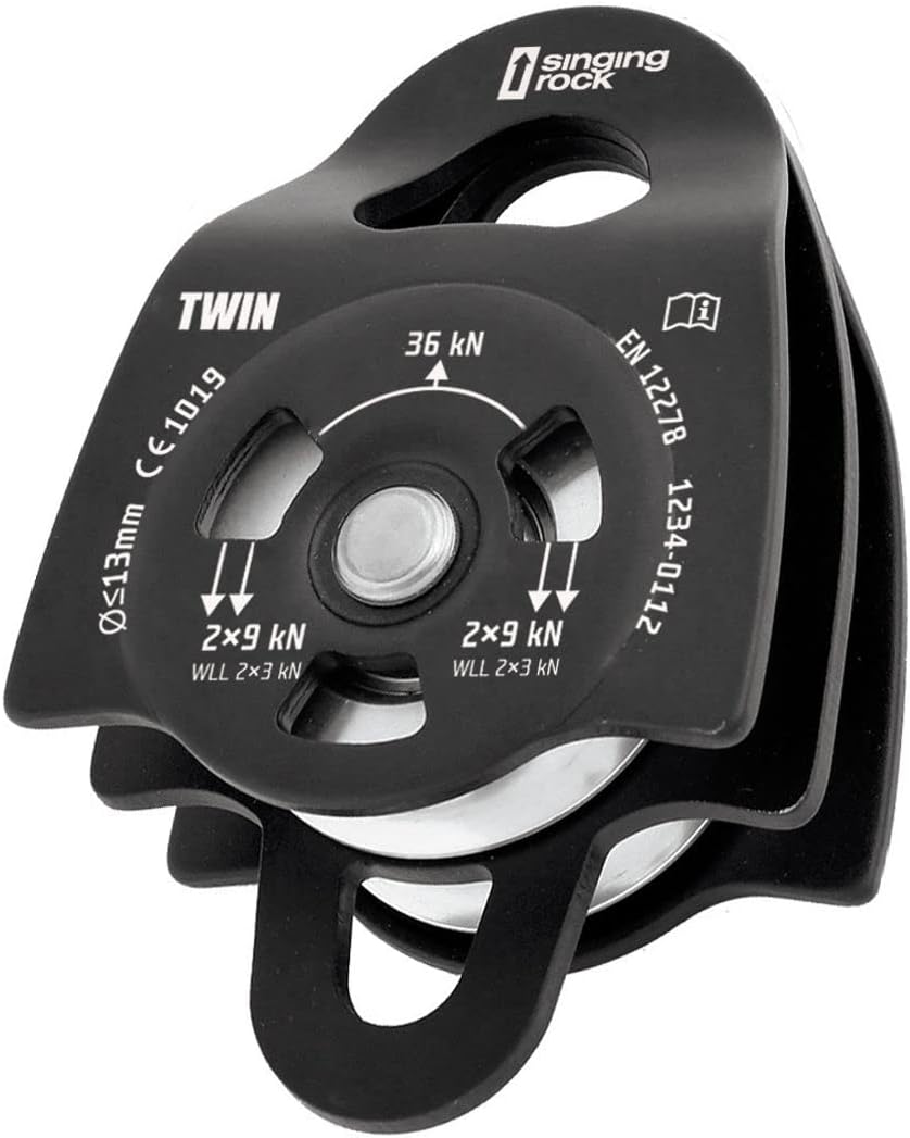 Umlenkrolle Twin Roll - Singing Rock Schwarz, Schwarz