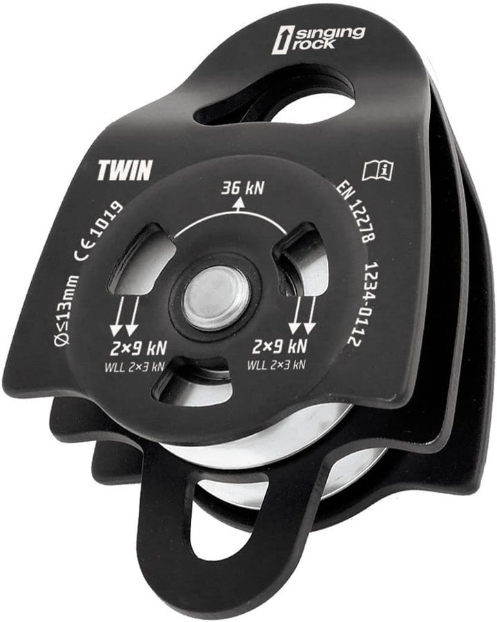 Umlenkrolle Twin Roll - Singing Rock Schwarz, Schwarz