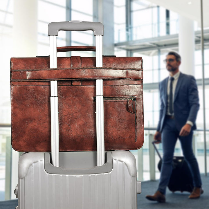 ESTARER Aktentasche Herren PU Leder Arbeitstasche Gross Laptop Umhängetasche für Arbeit, Büro, Busin