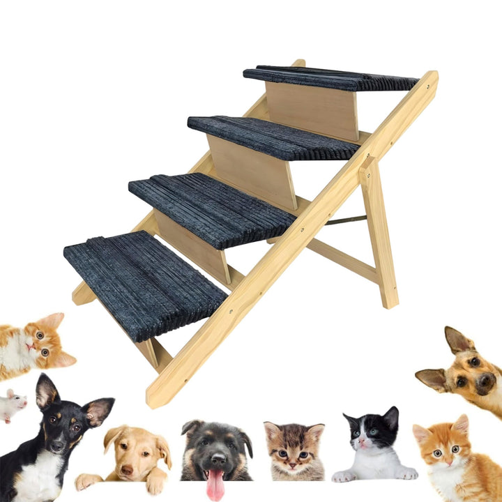 UISEBRT 2-in1 Hundetreppe Klappbar Hunderampe Haustiertreppe aus Holz,Tiertreppe mit Anti-rutsch Ein