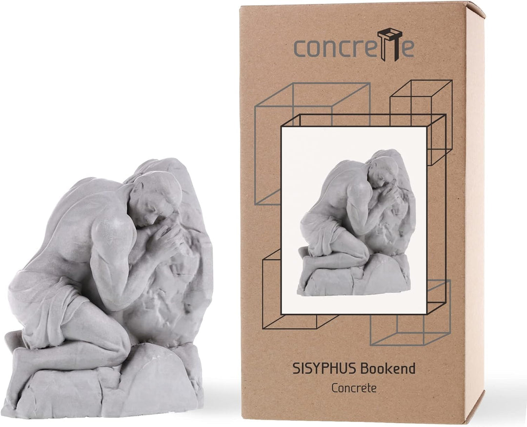 concrette Buchstütze Sisyphus aus architektonischem Beton - Stütze für Bücherregal Buchhalter Buchst