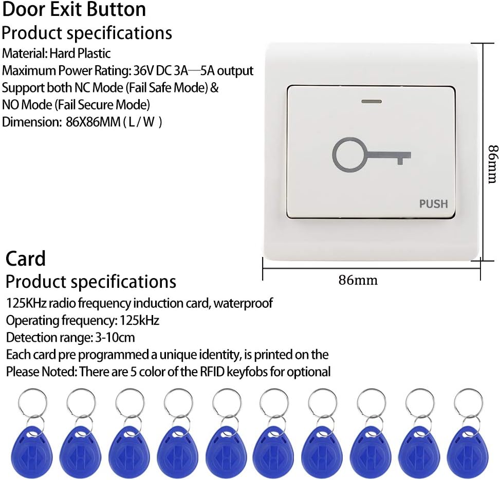 KDL Komplettes RFID-Zutrittskontrollsystem-Kit mit Stand-Along-Tastatur und Schliesser, DC12V / 3A-N
