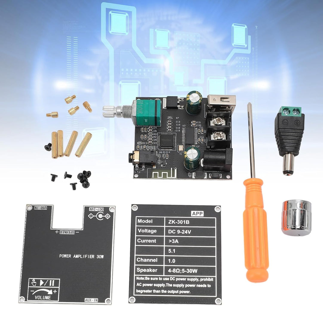 ZK-301B Mono Bluetooth 5.1 Verstärkerplatine 30W Leistungsverstärkermodul TPA3110D2 Chip DC 9-24V 3A