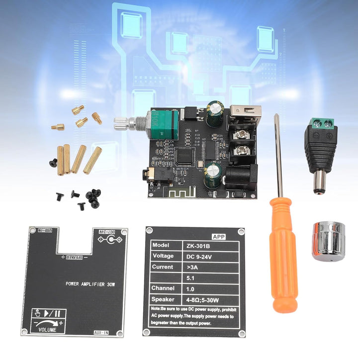 ZK-301B Mono Bluetooth 5.1 Verstärkerplatine 30W Leistungsverstärkermodul TPA3110D2 Chip DC 9-24V 3A