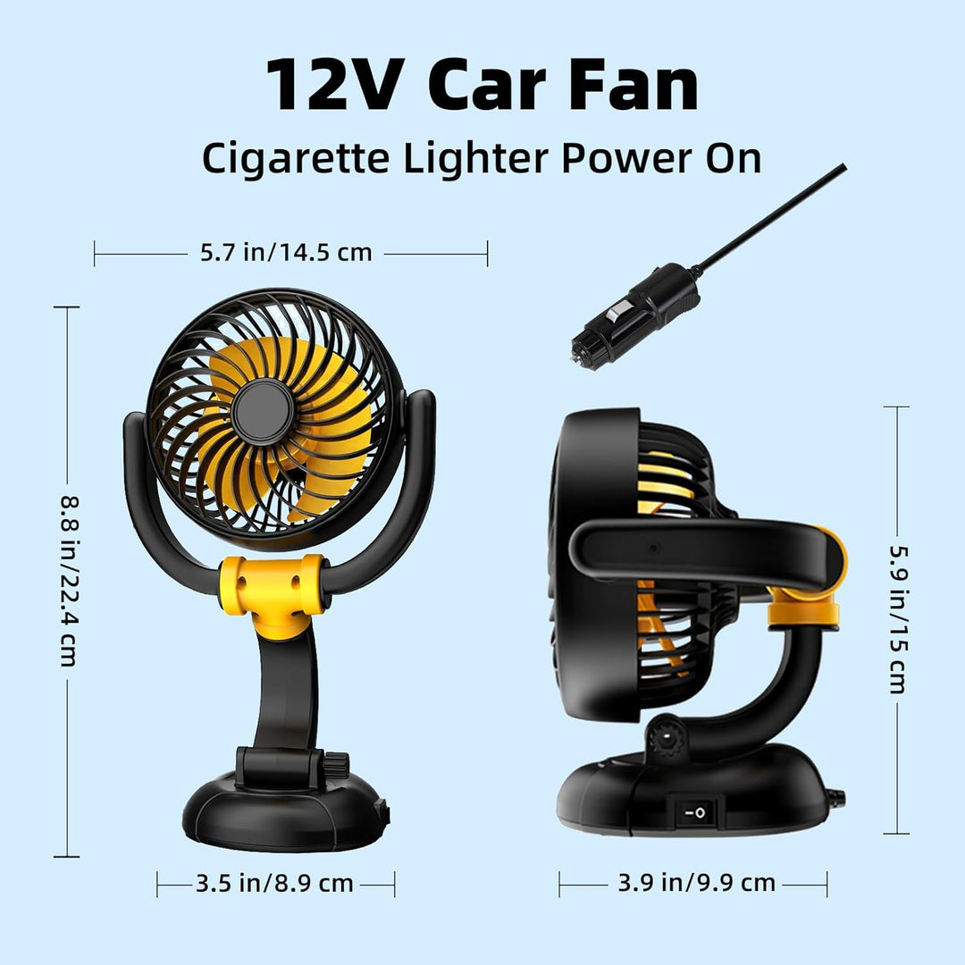 12V Auto Lüfter zur Fahrzeugkühlung - Zigarettenanzünder-Dashboard-Lüfter mit bürstenlosem Motor - 1