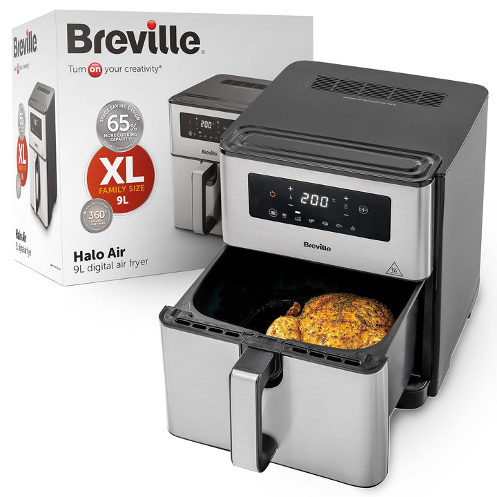 Breville Heissluftfritteuse Halo Flexi, 9L (Design compact), Black 9L (Kompaktes Design), 9L (Kompak