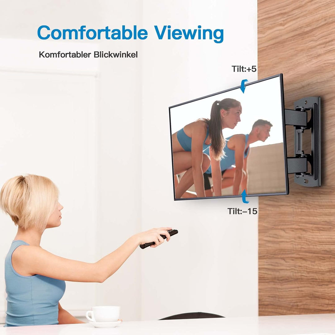 PERLESMITH TV Wandhalterung, Schwenkbare Neigbare TV Halterung für 13-42 Zoll Flach & Curved Fernseh