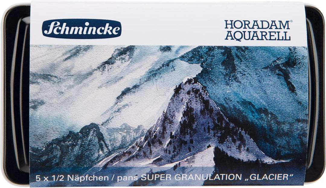 Schmincke – HORADAM® AQUARELL, Super Granulation Set Gletscher, 5 x 1/2 Näpfchen + Pinsel, 74 603 09