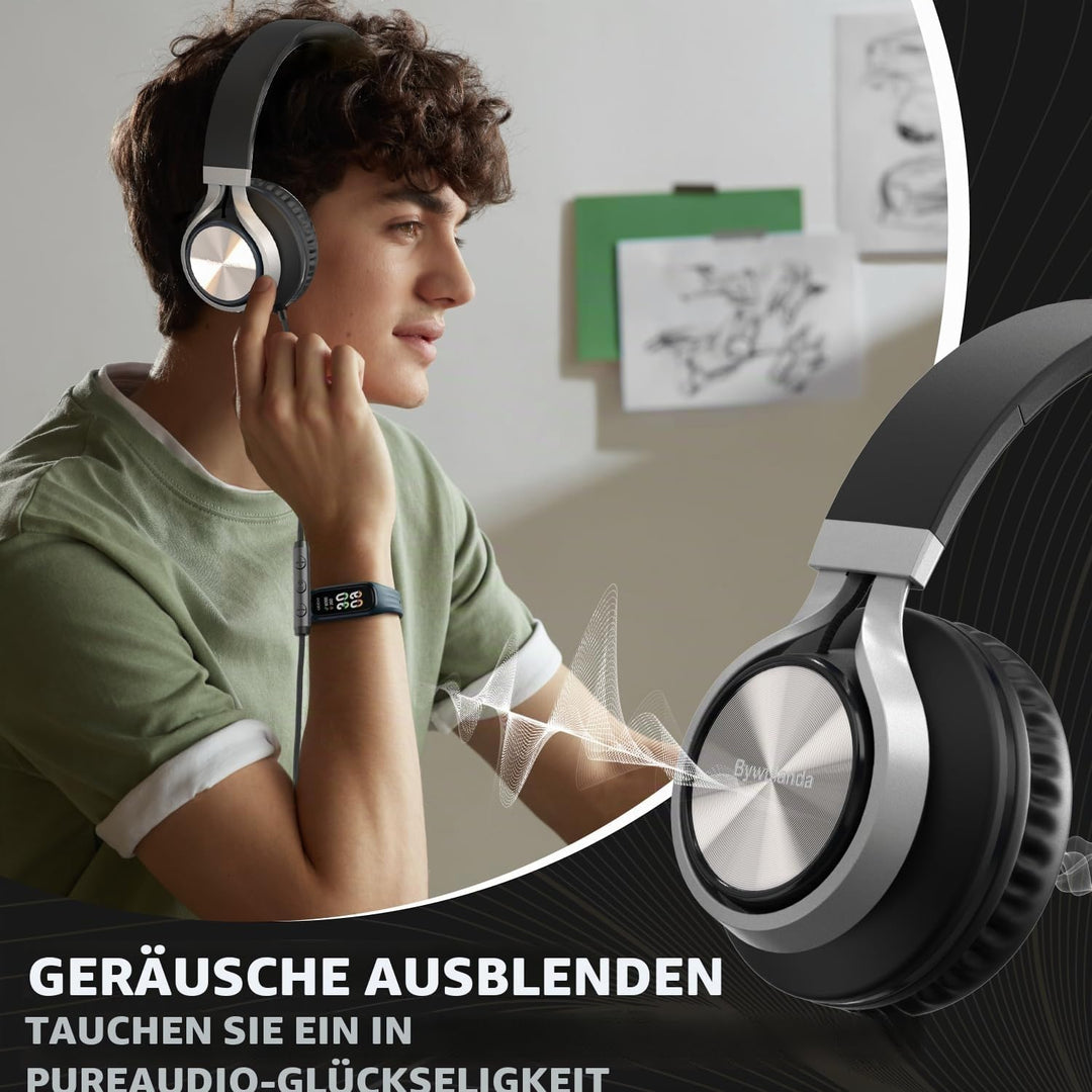 USB-C Kopfhörer mit Mikrofon und Lautstärkeregler, Over Ear Stereo Headsets für iPhone 15, 16 Pro, k
