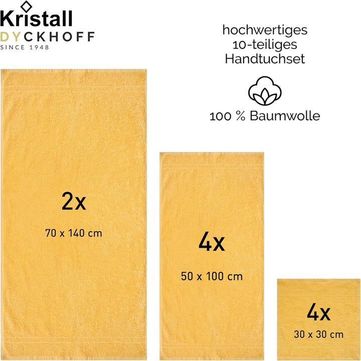 Dyckhoff Handtuch-Set, Baumwolle, goldgelb, 26 x 36 cm, Goldgelb