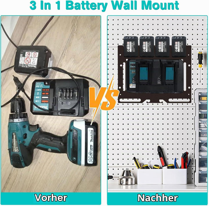 Idota Wandhalterung für Makita Akkus 18V 14,4V für Makita ladegerät und Akku Bohrschrauber