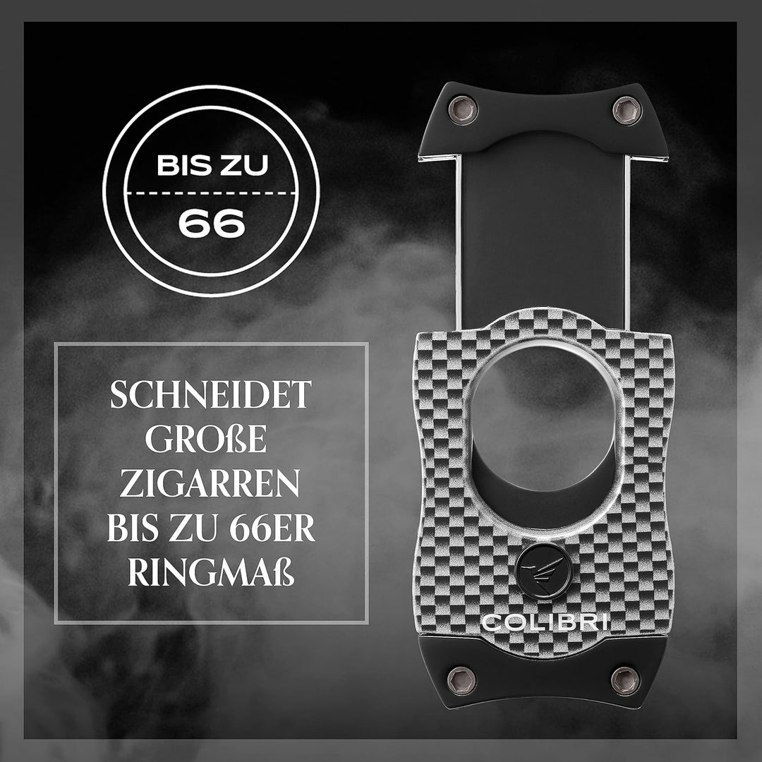 Colibri S-Cut Zigarrenschneider - Kohlefaser-Muster - Klassischer Gerader Schnitt - Bis zu 66 Ringma