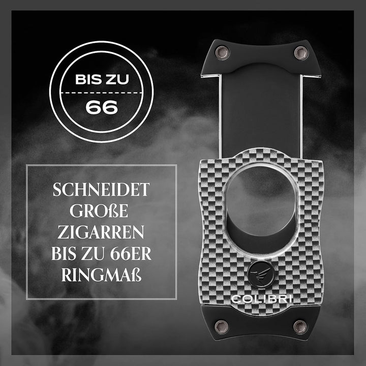 Colibri S-Cut Zigarrenschneider - Kohlefaser-Muster - Klassischer Gerader Schnitt - Bis zu 66 Ringma
