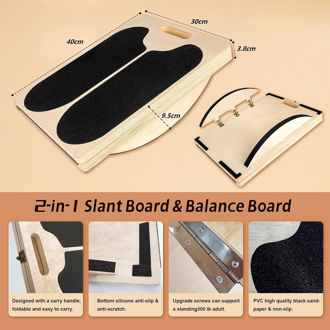 Balance Board aus Holz, Verstellbares Wadendehner Schrägbrett, Wackelbrett für Physiotherapie, Gleic