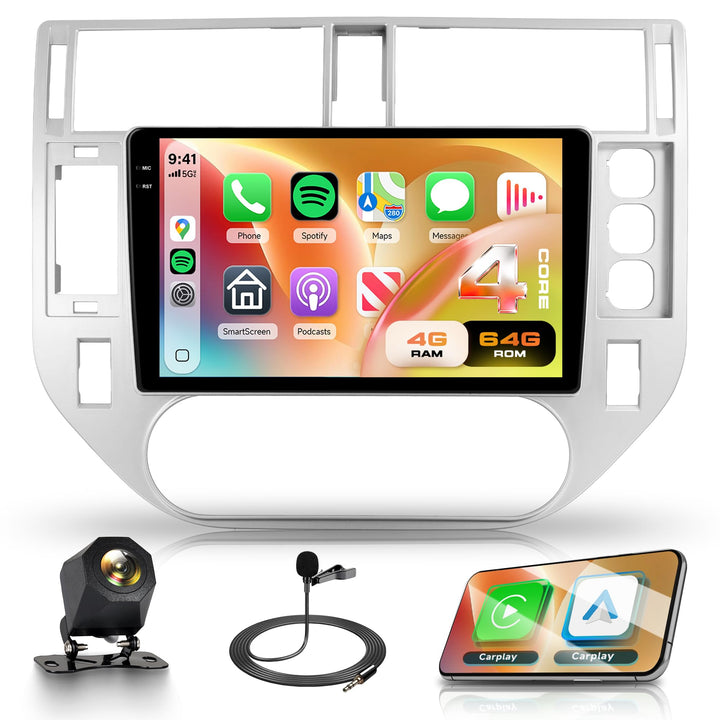 Rimoody 4G+128G Android Autoradio für Ford Kuga 2008-2012 mit Klimaanlage-Bedienpanel Wireless Carpl