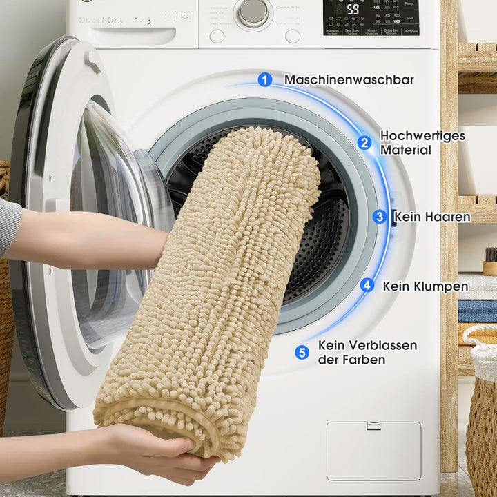 Badvorleger Set 3-Teilig-Weiches Badematten Set mit Rutschfester, Chenille Saugfähige Badteppiche Se