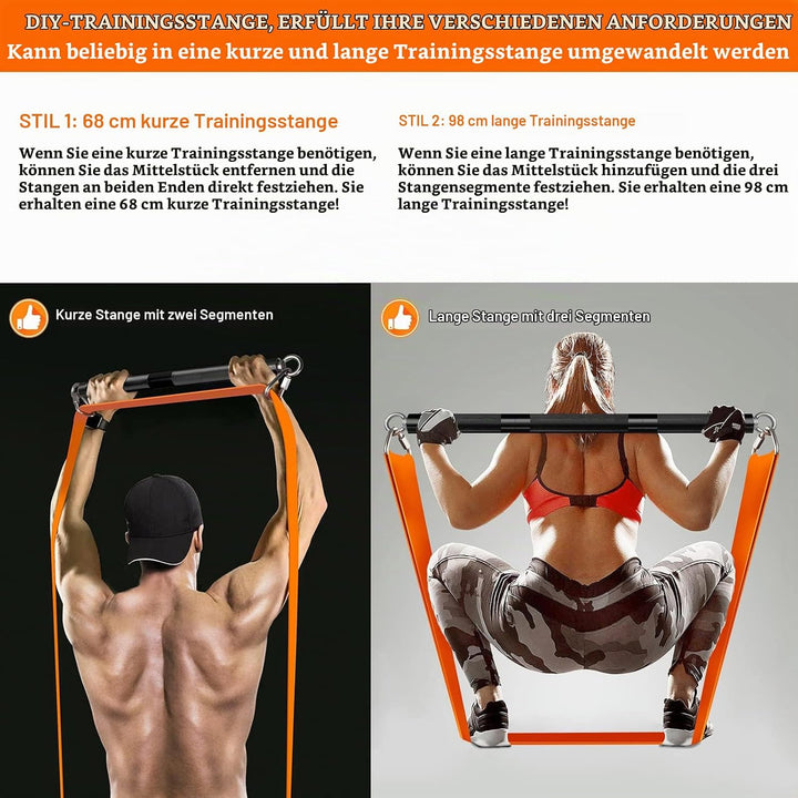 DASKING Fitnessbänder Widerstandsbänder Stange, Fitnessgeräte für Zuhause, 75cm/90cm/98cm Abnehmbare