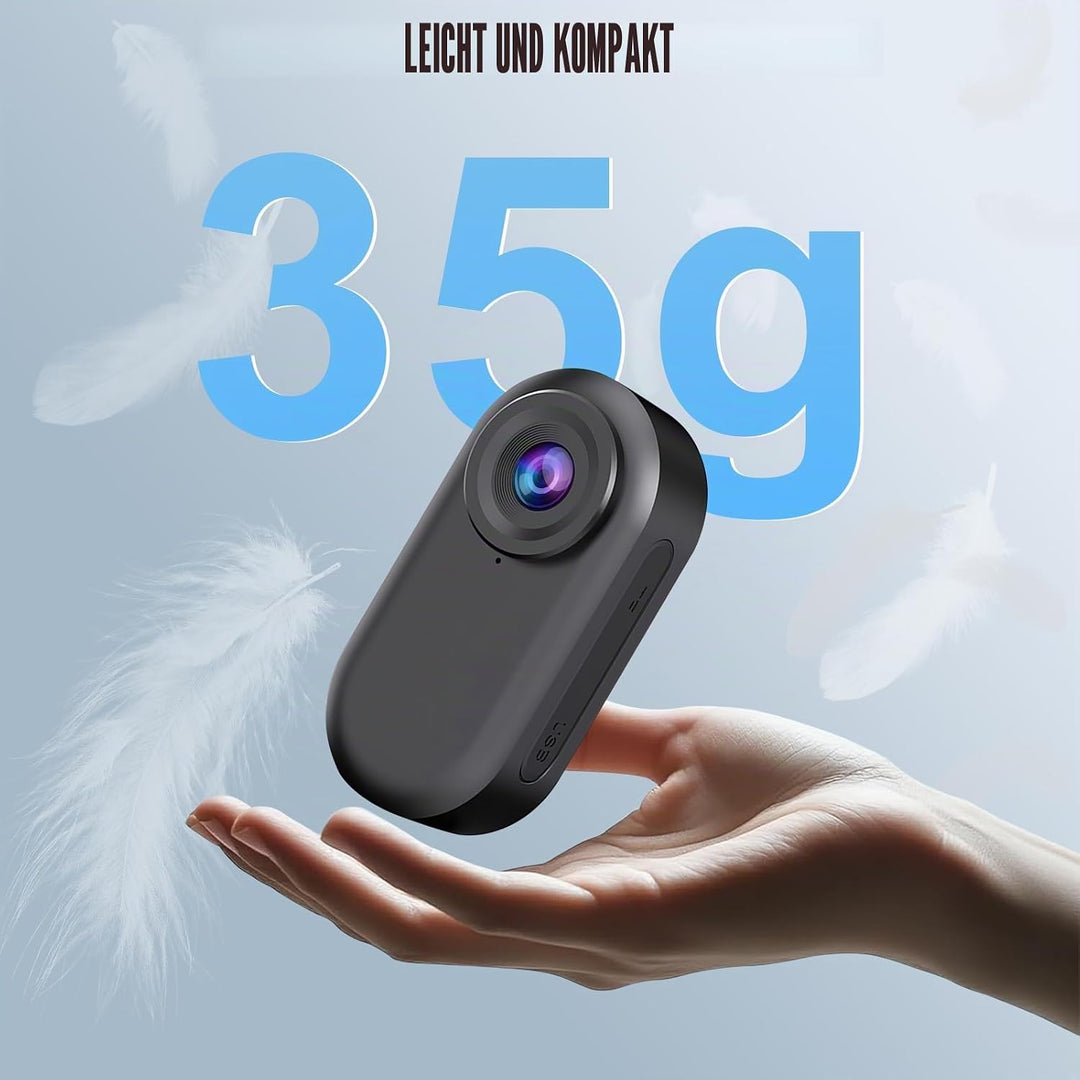 Mini Action Cam, 64GB Tragbare Sportkamera und Magnetische Ladebox mit 1150mAh Batterie, 1080P Klein