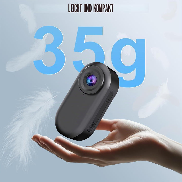 Mini Action Cam, 64GB Tragbare Sportkamera und Magnetische Ladebox mit 1150mAh Batterie, 1080P Klein