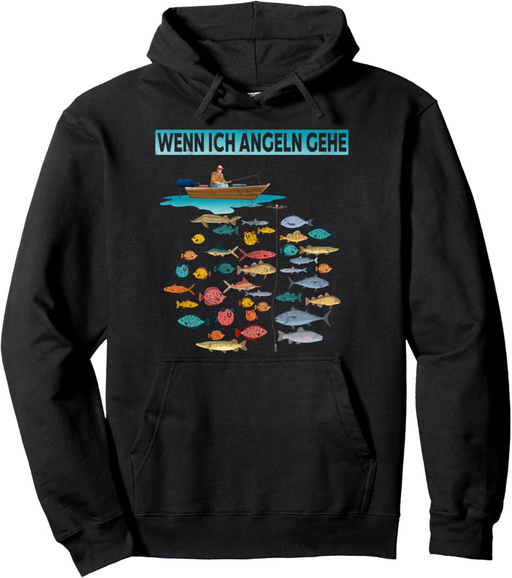 Wenn ich Angeln gehe Fischen Karpfen Hecht Mann Carp Fishing Pullover Hoodie
