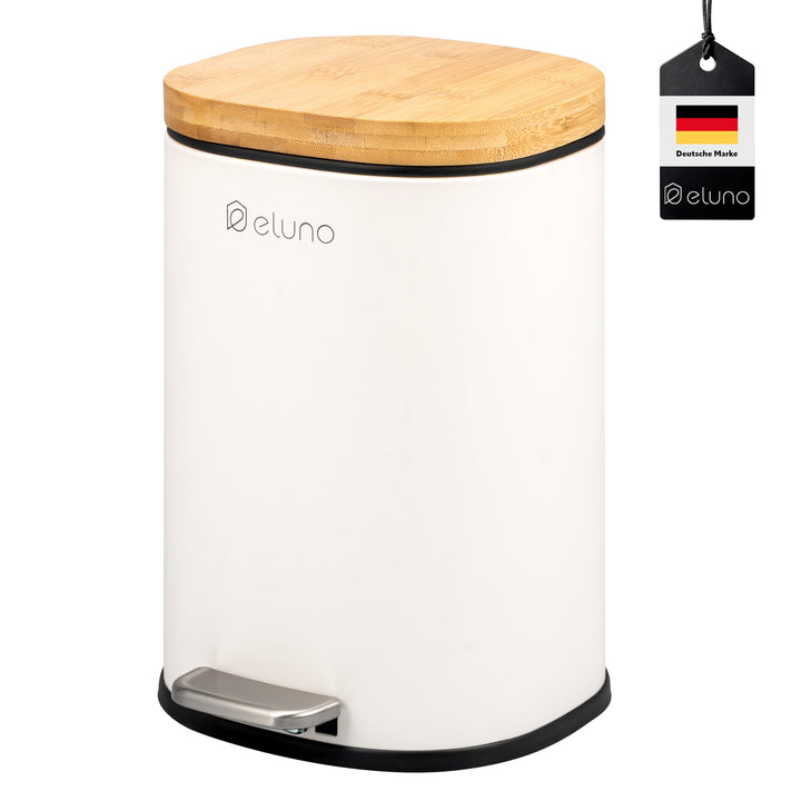 eluno Kosmetikeimer FRAMURA, Treteimer, 5 Liter Fassungsvermögen, Mülleimer mit Soft-Close Bambusdec