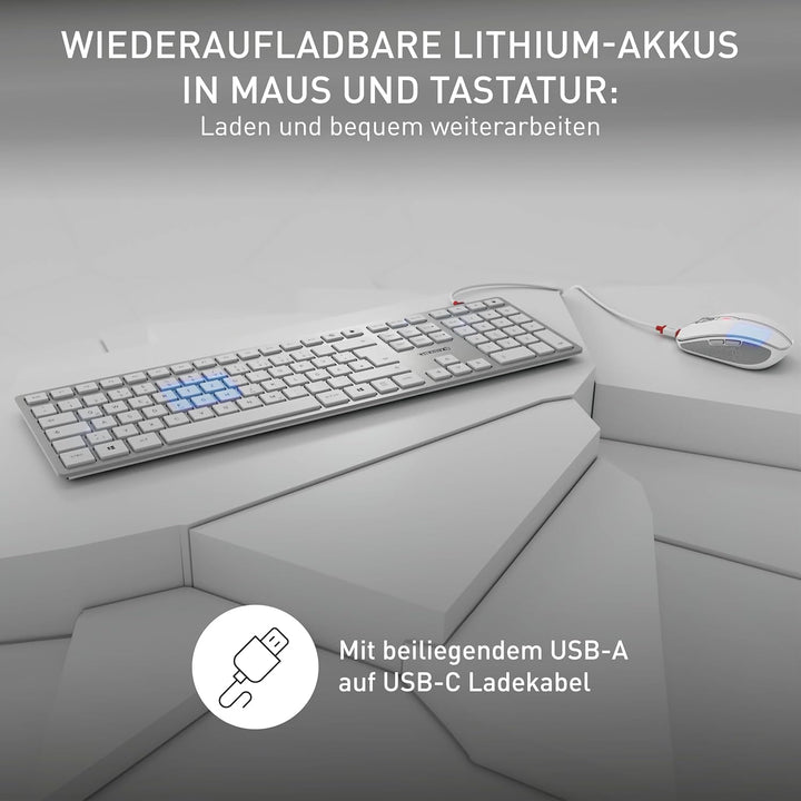 CHERRY DW 9100 SLIM, Kabelloses Tastatur- und Maus-Set, Deutsches Layout (QWERTZ), Bluetooth & 2,4 G