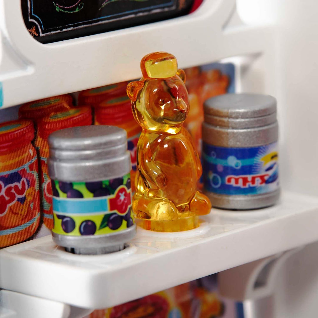 Barbie FRP01 - Barbie-Puppe und Supermarkt mit rollendem Einkaufswagen und funktionierendem Förderb