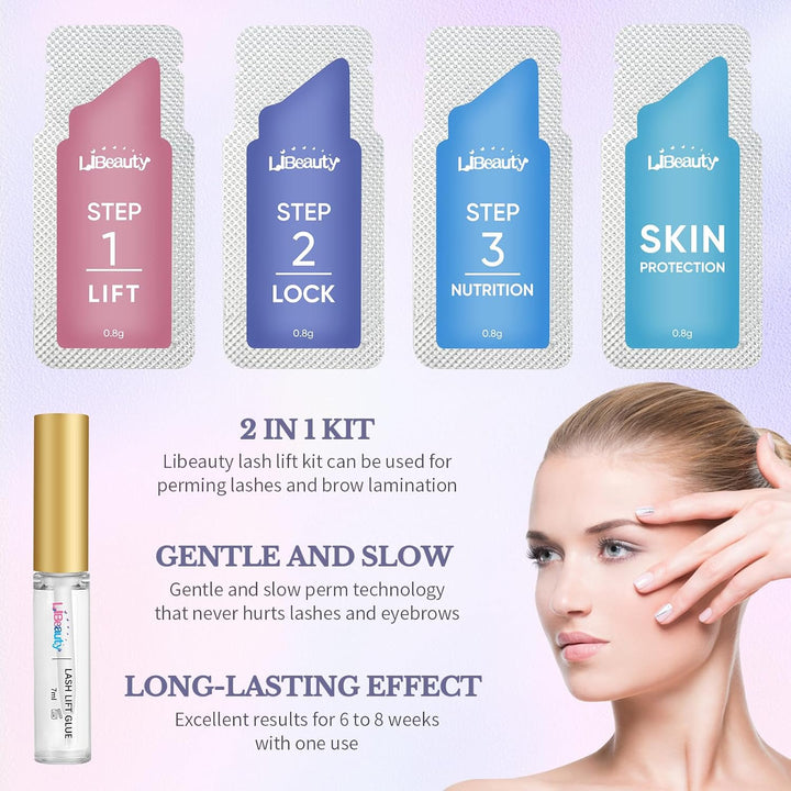 Libeauty Wimpernlifting Set & Augenbrauen Lifting Set – Lash Lifting Kit für Natürlich Geschwungene
