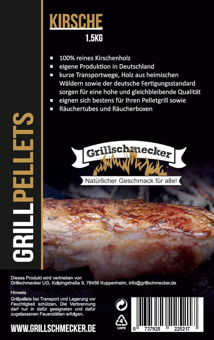 Grillpellets Kirsche 15 kg - Holzpellets aus Kirschholz für Grill, Pelletofen & Smoker