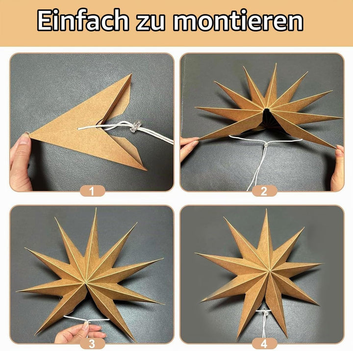 Papiersterne Weihnachten 5er Set, Kizozo Papiersterne zum aufhängen, Weihnachtsdeko Outdoor Innen Fe