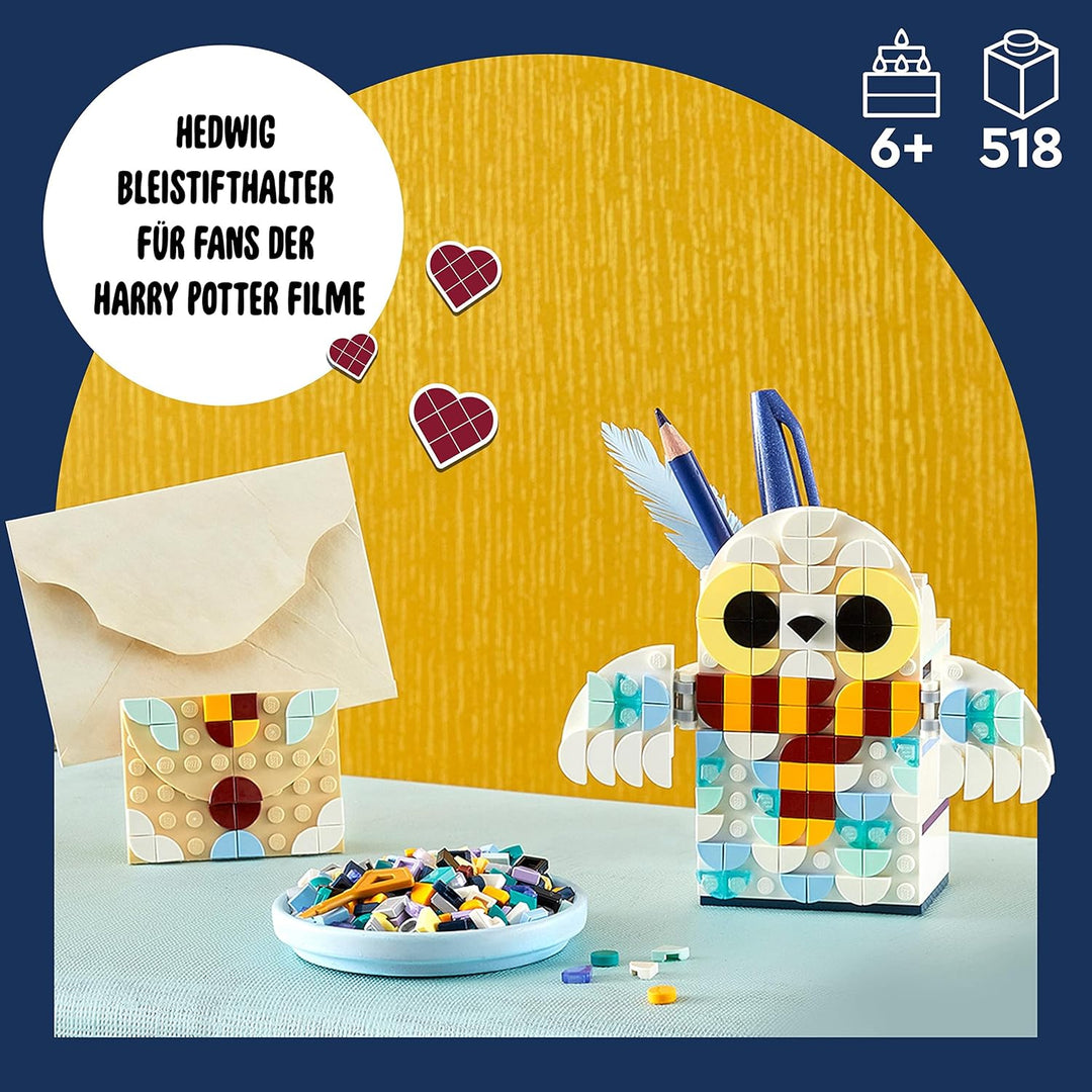 LEGO 41809 DOTS Hedwig Stiftehalter, Harry Potter Eule, Bleistifthalter und Notizhalter als Schreibt