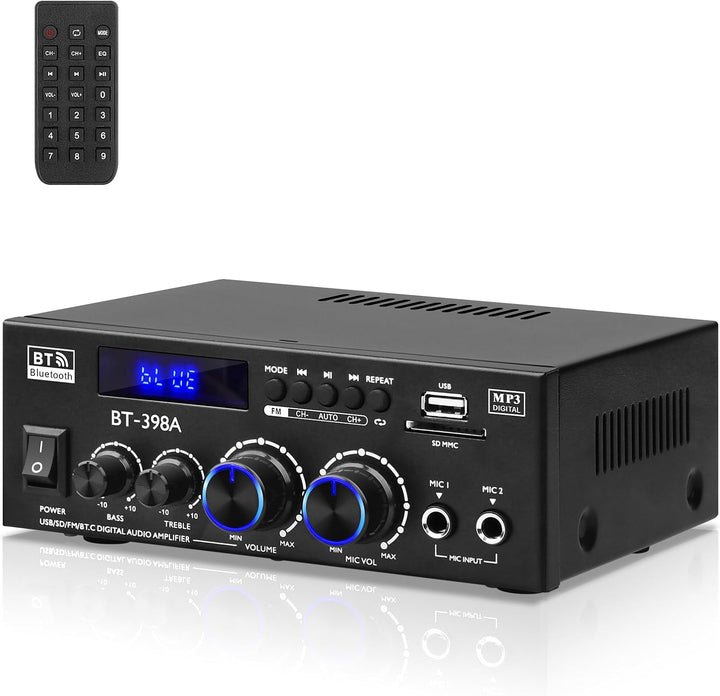 BT-398A HiFi-Verstärker Bluetooth 5.0 Stereo Audioverstärker 2.0 Kanal 60W+60W Digitale Verstärker E