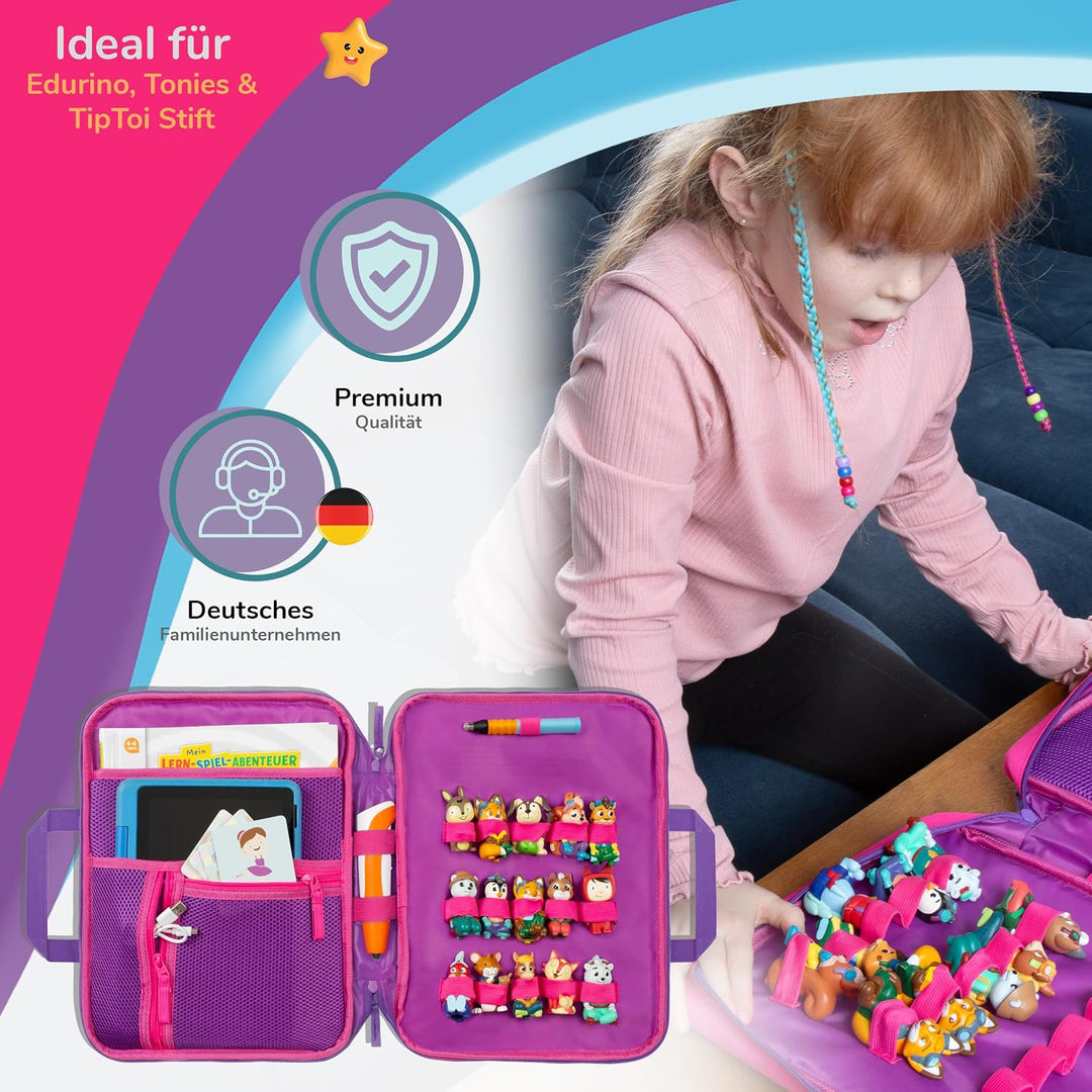 GRINSEZWERGE Tasche für Edurino & Tonie Figuren, TipToi Stift und Kinder Tablet | Sammel-Mäppchen mi