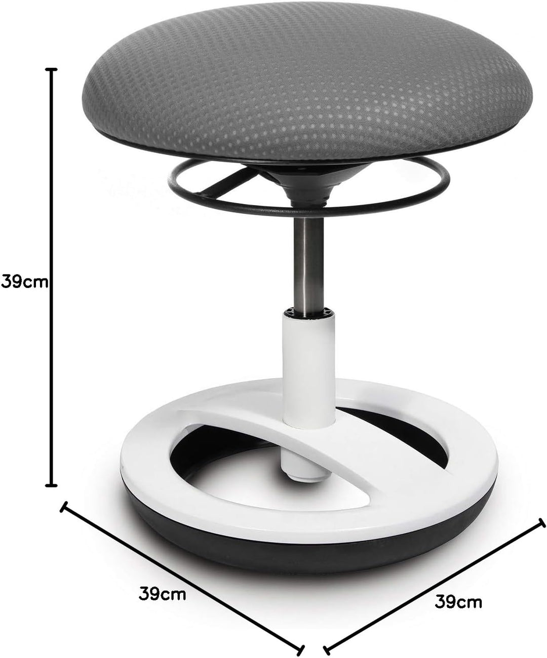 TOPSTAR SU83BT3 Sitzhocker Sitness Bobby für Kinder, Standfussring Alu weiss lackiert, Stoff, grau,