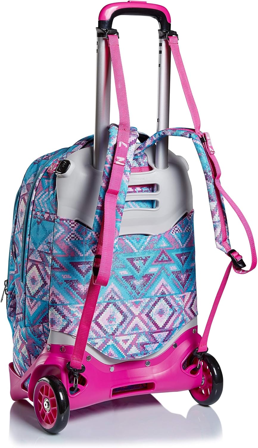 Seven Trolley, Rucksack mit Trolleyfunktion, Schulranzen mit Rollen, 3 in 1, Abnehmbarer Rucksack, a