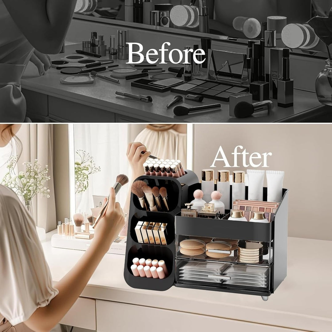 Kosmetik Organizer mit Schubladen,Schminktisch Organizer Grosse für Makeup,Schminke und Skincare Auf