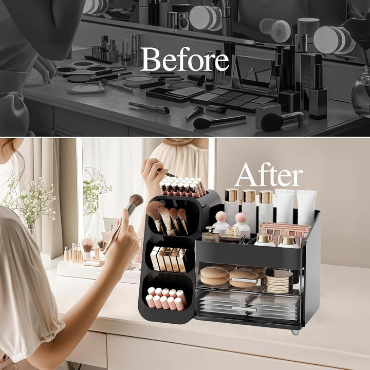 Kosmetik Organizer mit Schubladen,Schminktisch Organizer Grosse für Makeup,Schminke und Skincare Auf