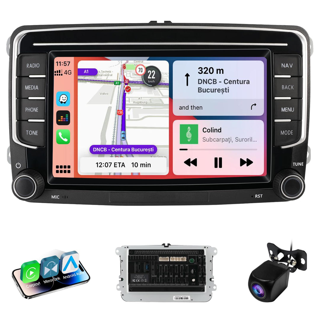 Haudio 2 Din Autoradio mit Kabellosem Apple CarPlay & Android Auto, 7 Zoll Autobildschirm mit Canbus