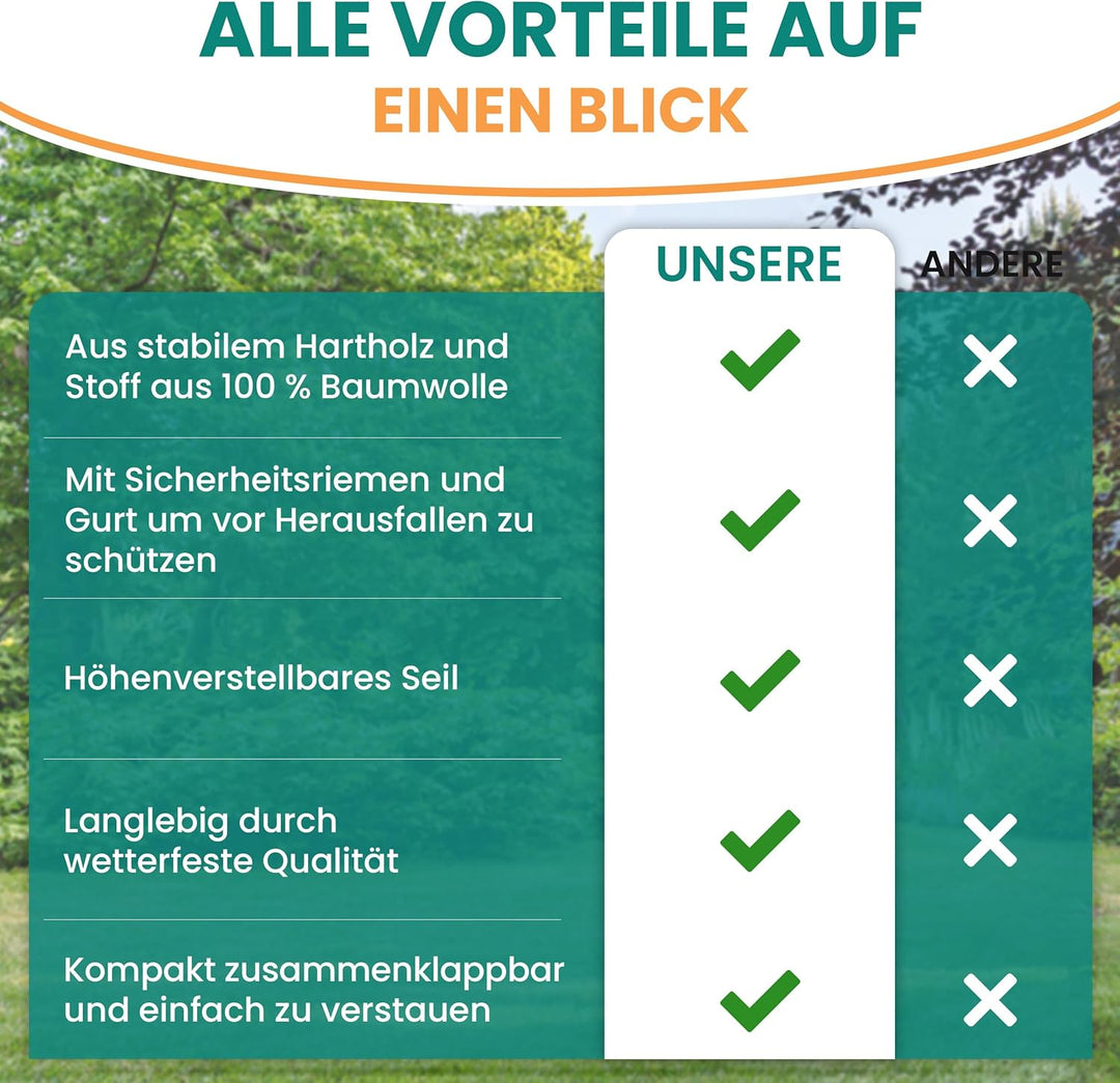 Gartenpirat Babyschaukel aus Holz und Stoff rot/weiss Babysitz Schaukelsitz, Rot