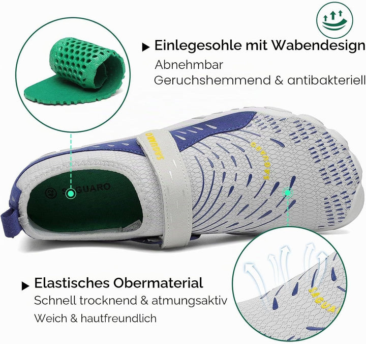 SAGUARO Badeschuhe für Herren Damen - 7/9 Drainagelöcher Schnelltrocknende rutschfest, Gr 35-48 45 E