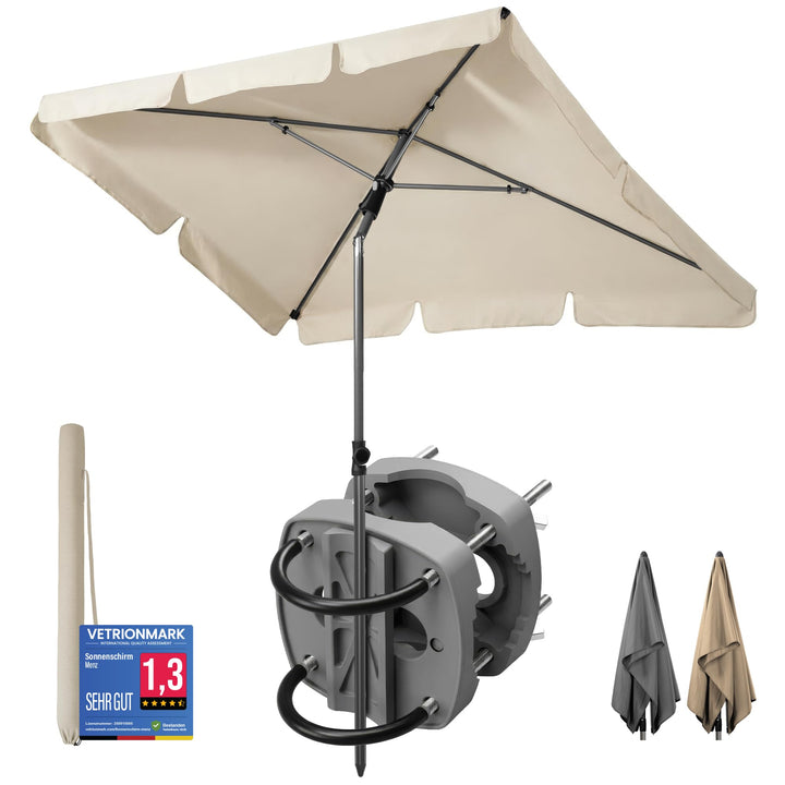 4smile Sonnenschirm Balkon SunnyShade - Sonnenschutz Balkon 3-in-1 SET, Beige - UPF 50+ Sonnenschirm