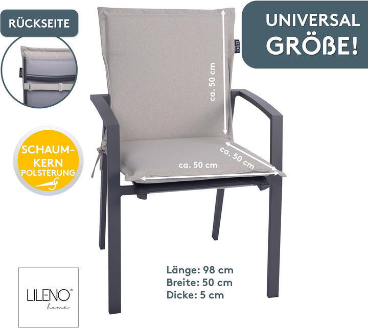 Gartenstuhl Auflagen als [2er Set - Niedriglehner] in Creme - Bequeme Liegen als Sitzauflagen für Ga